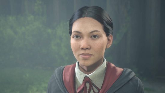 Hogwarts Legacy Daedalian Keys - Nellie Oggfield es una estudiante de Gryffindor que lleva un uniforme de Hogwarts con un forro rojo