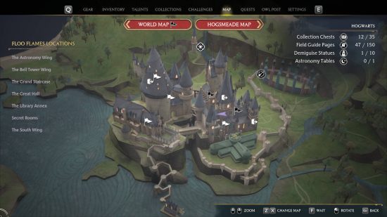 Hogwarts Legacy Floo Flame Fast Travel - Hogwarts στον παγκόσμιο χάρτη