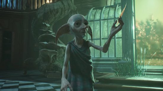 Hogwarts Legacy Phoenix - Deek está segurando uma fênix