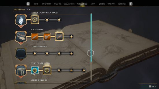 Hogwarts Legacy challenges - a handful of the exploration challenges.