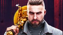 Ukraine government wants Atomic Heart banned on Steam: A man with short hair carrying a golden hammer on one shoulder from Mundfish FPS game Atomic Heart