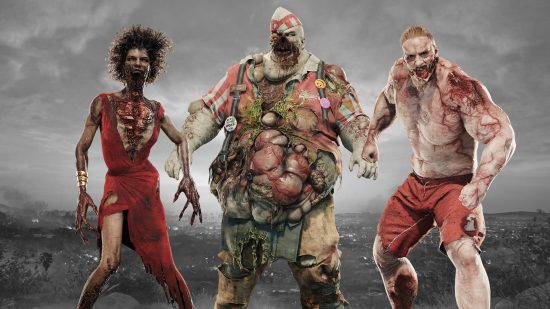 Dead Island 2 release date: The apex zombie variants on a black and white backdrop of the infested island