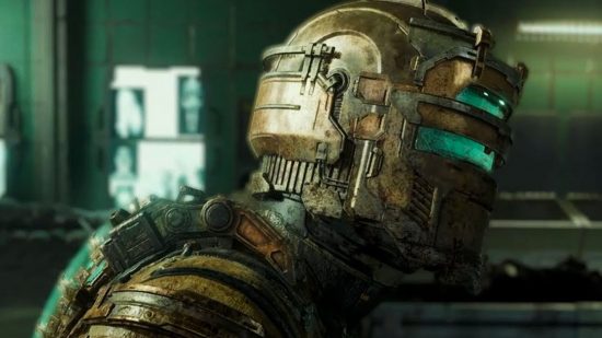 Dead Space remake node locations: Isaac Clarke stands in profile aboard the USG Ishimura.