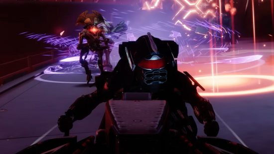 Destiny 2 Guardian Ranks explained: A Guardian on a Sparrow dodges a Vex enemy in Neomuna.