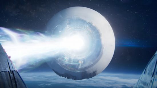 The Destiny 2 Lightfall launch trailer reveals the true power of the Traveler: The Traveler shoots a beam that shapes the world.