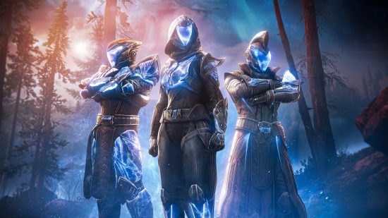 Destiny 2 downtime is coming, so finish your Year 5 content quick: Three Guardians stand in Season of the Seraph gear.