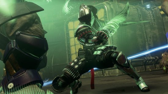 Here's when you can preload Destiny 2 Lightfall: A Titan Guardian uses its Strand power against an enemy.