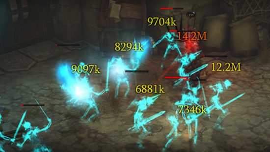 Diablo 4 won't have huge damage numbers, praise Lilith: A collection of ghostly skeletons with huge numbers above their heads