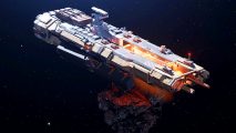 Falling Frontier - the Sukula Mining Barge, a long, impressive space ship in the Steam RTS game