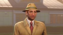 Fallout leads colossal Bethesda Steam sale of nearly 100 games: man in a tan trench coat and hat stands in front of an open doorway