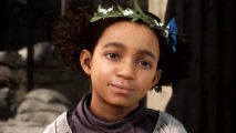 Forspoken Steam patch doesn't fix Square Enix RPG game: a young girl with a crown made of flowers, smiling warmly