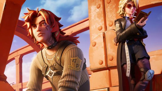 Meet the Fortnite streamer using battle royales to teach fifth grade: Two young characters from Epic battle royale game Fortnite sit together on a bridge