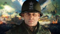 Hell Let Loose dev leaves WW2 game for “next project”, but don’t panic: A soldier in a green uniform in front of a frantic battlefield in Steam WW2 game Hell Let Loose