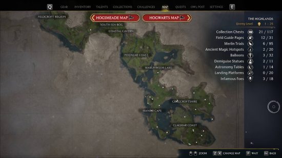 Peta Warisan Hogwarts: Bagian bawah peta