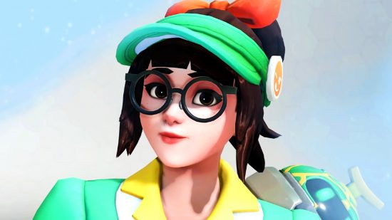 Overwatch 2 map pools removed - Mei in her green and yellow 'Honeydew' outfit smiles to camera
