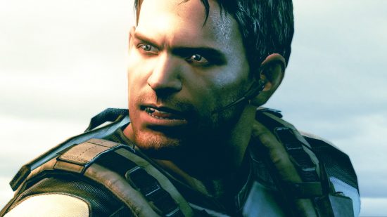 Surprise Resident Evil 5 Steam update adds local co-op after six years: A man with short hair and stubble, Chris Redfield from Capcom horror game Resident Evil 5