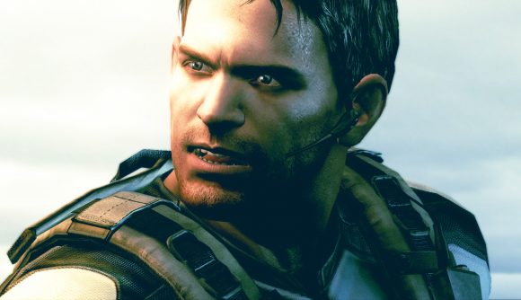 Surprise Resident Evil 5 Steam update adds local co-op after six years: A man with short hair and stubble, Chris Redfield from Capcom horror game Resident Evil 5