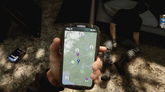 Söhne der Wald moderne Axt: Der Kartenort, der den Aufenthaltsort der Moden -Axt auf dem GPS -Tracker zeigt