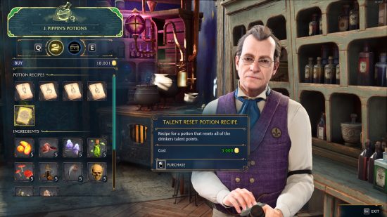 Beste Hogwarts Legacy Mods 2023: Talent Reset Potion til salgs