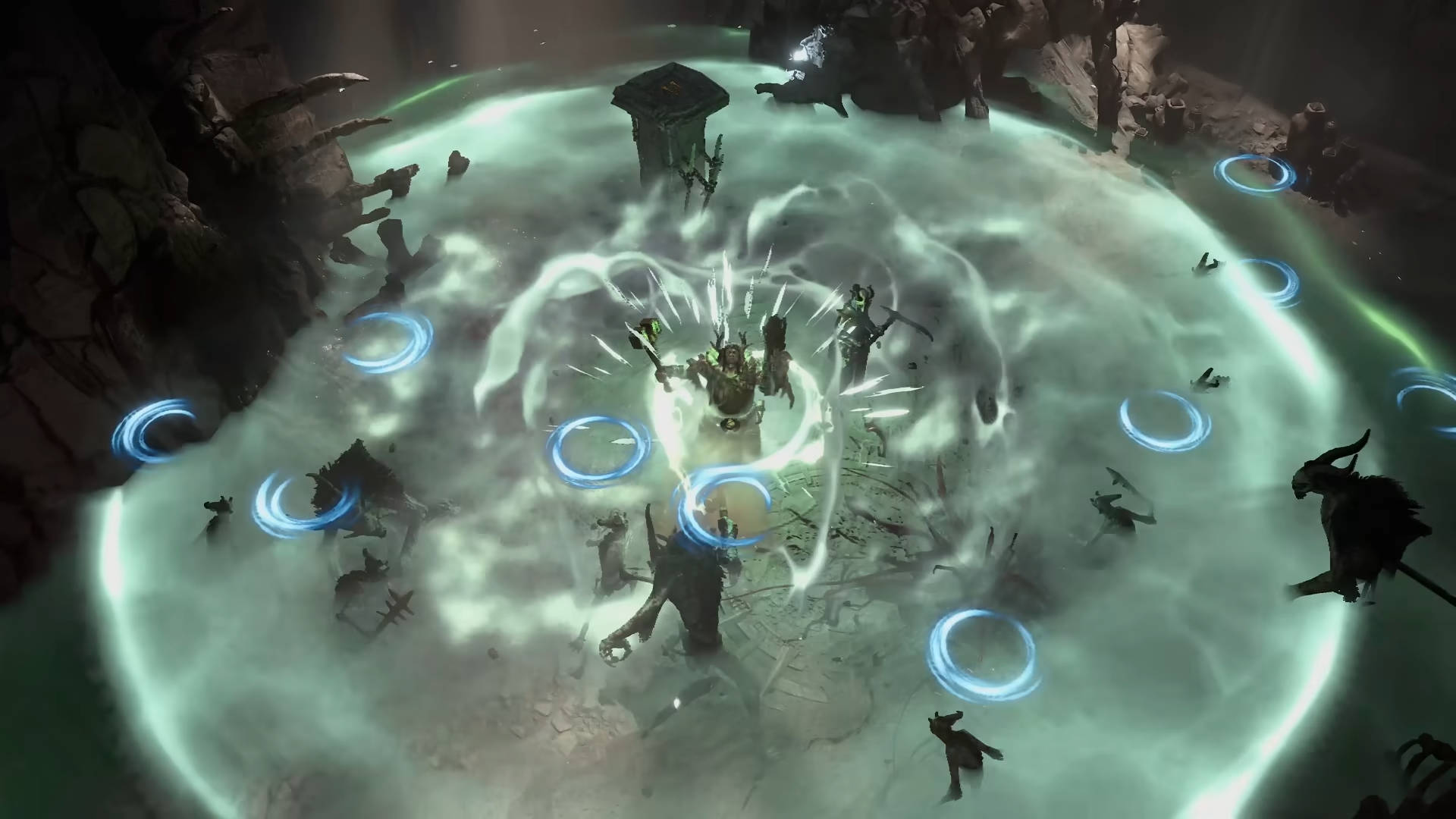 Лучшие сборки друидов в Diablo 4 — друид использует атаку по площади, чтобы поразить всех ближайших противников.