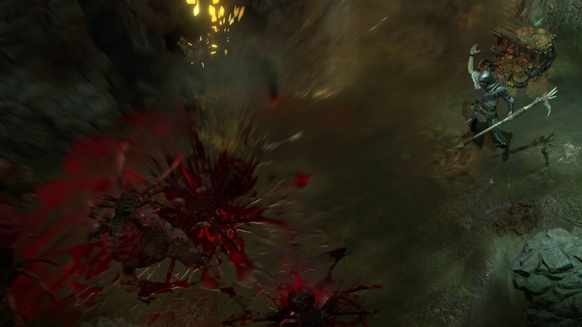 La mejor construcción de Nigromante de Diablo 4: el Nigromante acaba de hacer que el cadáver explote en una lluvia de sangre y tripas.
