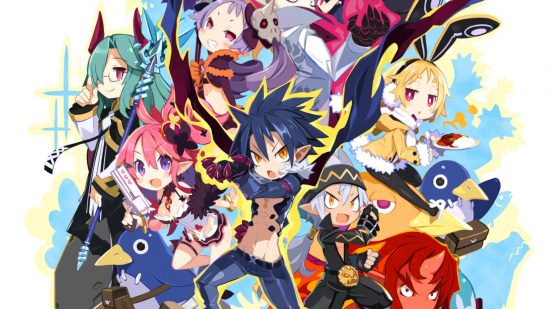 Best turn based RPGs - the cast members of Disgaea 5, including Prinnies and demons.