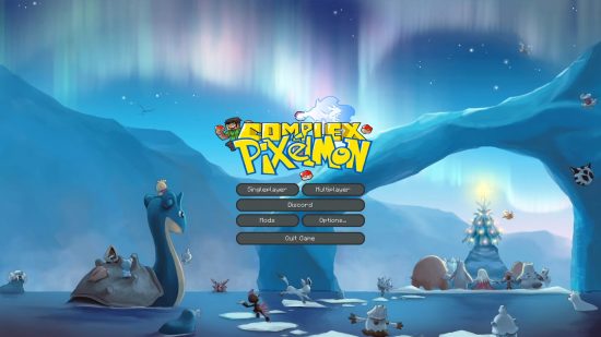 Best Minecraft Servers - Complex Gaming: The Complex Pixelmon home page load screen, featuring Lapras and other water and ice pokemon.