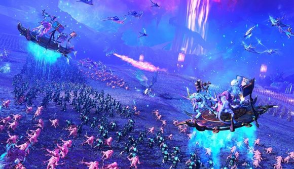 Total War Warhammer 3 - a bright blue battlefield