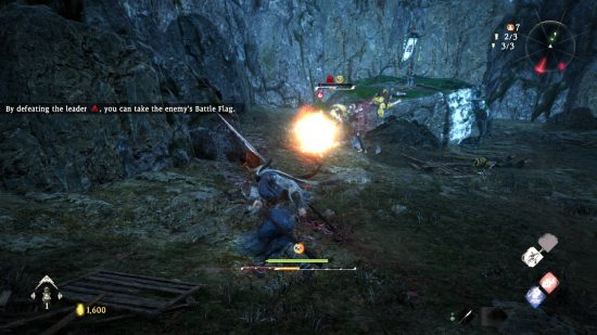 Wo Long best spells - the player is launching a fireball at the enemy soldier as he fights the blindfolded man.