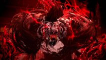 Wo Long bosses - a man has been transformed by the Elixir into a giant white tiger with red magic flowing around it.
