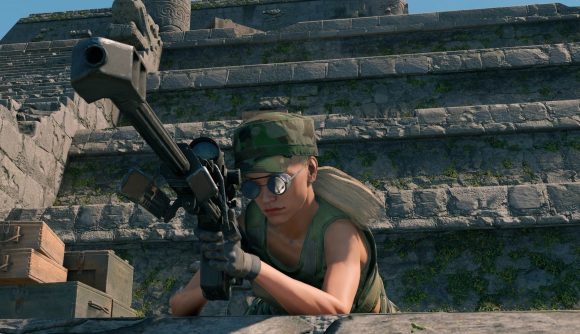 Best battle royale games: CRSED: F.O.A.D. image shows a character sitting with a gun on some steps.