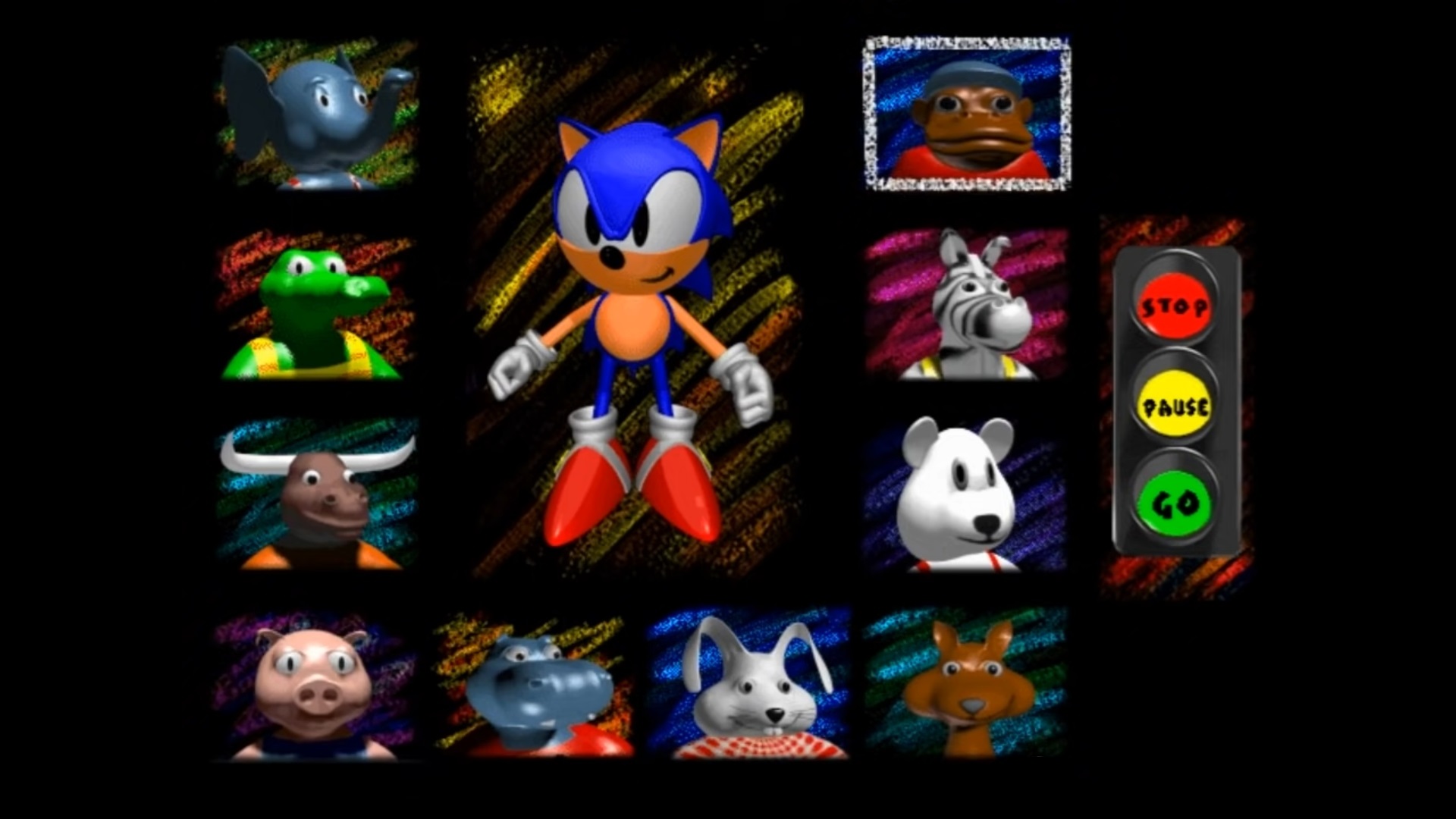 Best educational games: Sonic's Schoolhouse. Image shows Sonic and a selection of strange characters on a character select screen.