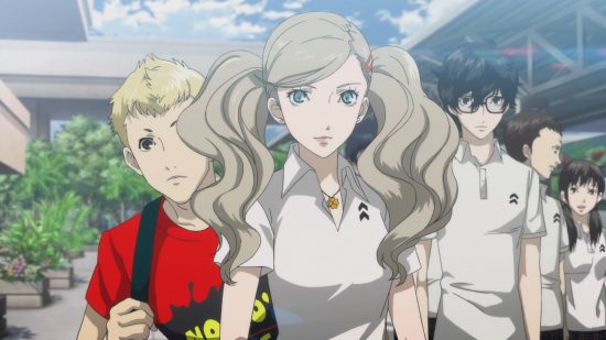 Three students in their summer school uniform in Persona 5 Royal, one of the best turn based RPGs.