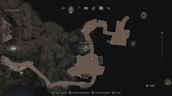 Resident Evil 4 blue medallions: a map of a quarry.