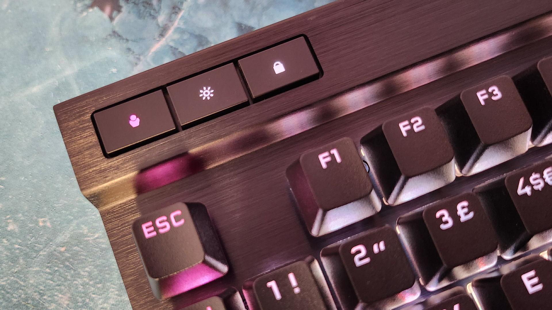 Corsair K70 RGB Pro review: A zoomed in view of a gaming keyboard, highlighting some function keys