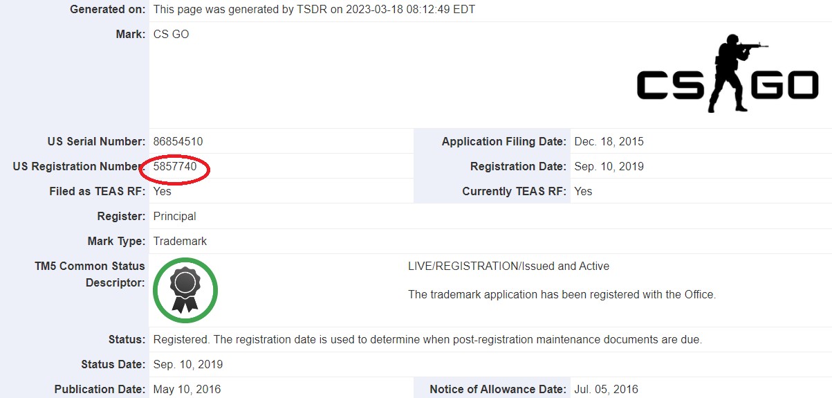 Counter-Strike 2 Trademarks Filed by Valve: Valve's FPS CSGO trademark application