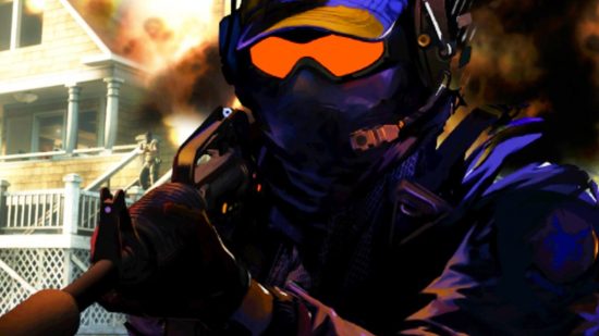 New Counter-Strike 2 weapons and skins found in CS2 limited test: A soldier with bright red goggles in front of an explosion in Valve FPS game Counter-Strike 2