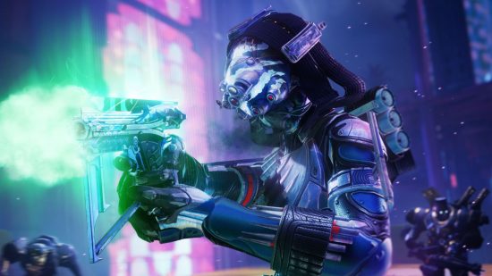 راهنمای اضافه بار ترمینال Destiny 2 - نحوه تکمیل و گرفتن کلیدها: یک نگهبان با یک سلاح رشته شلیک می کند