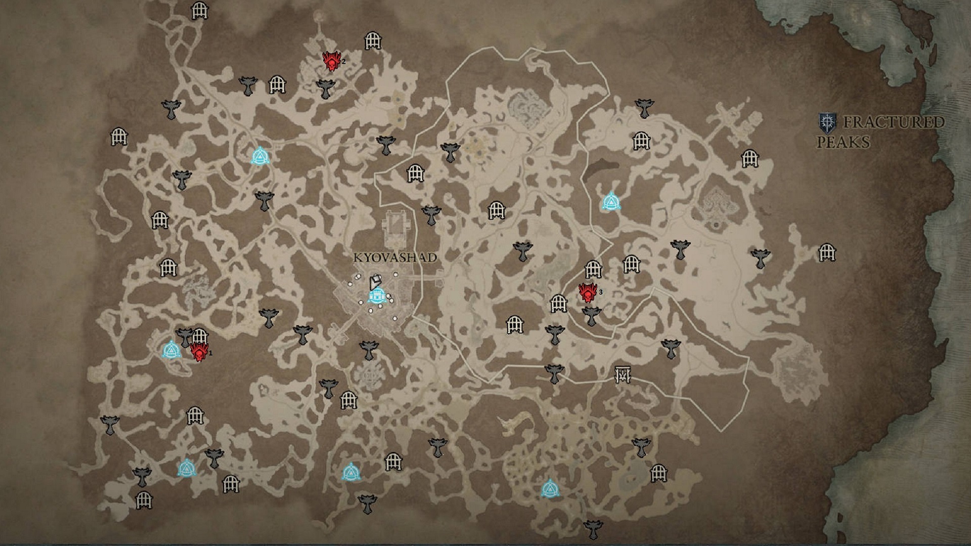 Diablo 4 map, Altars of Lilith, stronghold, and World Boss locations