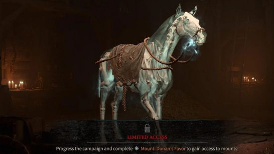 Diablo 4 mounts: a ghostly horse.