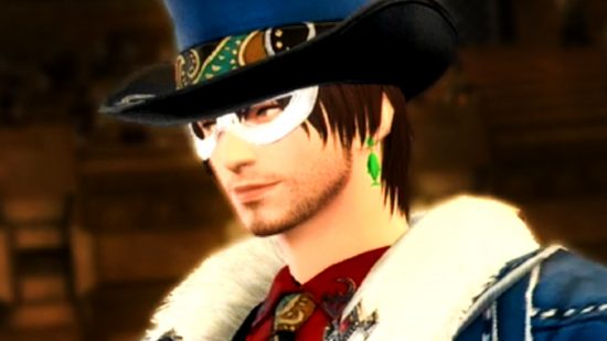 FFXIV 6.4 patch details and everything in Live Letter 76 - a Blue Mage in a white mask and blue top hat gives a knowing smirk