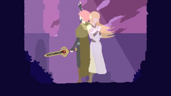 Indie game roguelike, Sword of the Necromancer, now free on Opera GX. A screenshot shows the two protagonists beside one another.