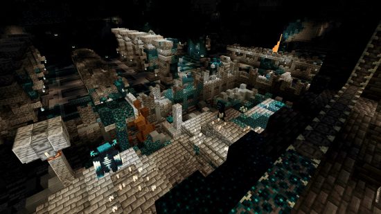 Minecraft seeds: Ancient City near spawn seed - A large ancient city filled with candles and lava.