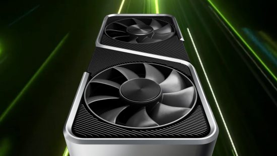Nvidia RTX 4060: GeForce graphics card with green speed line backdrop