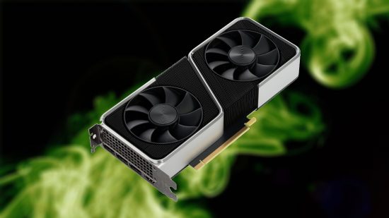 Nvidia RTX 4060 Ti clock speeds: GeForce graphics card with smokey green backdrop