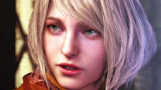 Resident Evil 4 Remake makes Ashley’s character a lot better: A young woman with blonde hair and an orange outfit, Ashley Graham from Capcom horror game Resident Evil 4 Remake