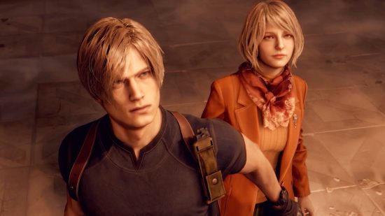 Resident Evil 4 Remake looks like the best RE since 1996: A secret agent, Leon Kennedy, and a young woman with blonde hair, Ashley Graham, in Capcom horror game Resident Evil 4 Remake