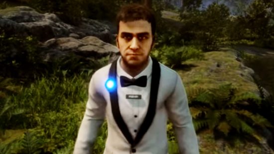 Sons of the Forest - Kelvin wearing a white tuxedo