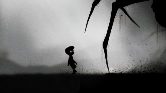 Steam sale gives you two great horror games for less than a Starbucks: A young boy in a dark fairytale world confronts a giant spider from horror game Limbo