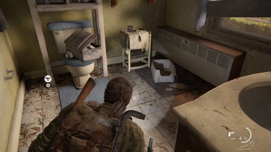 The Last of Us Firefly Pendants locations: a messy bathroom, objects strewn across the floor.